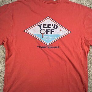 Tommy Bahama T Shirt Men XL Orange Knit Crew Neck Short Sleeve Teed Off Graphic